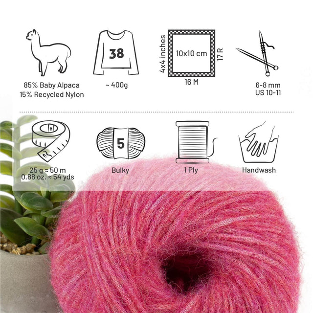 Alpawool® Baby 50 Light HF191 - 6er Set Alpakawolle Himbeersahne Melange