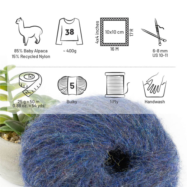 Alpawool® Baby 50 Light HF236 - 6er Set Alpakawolle Dunkelblau Melange