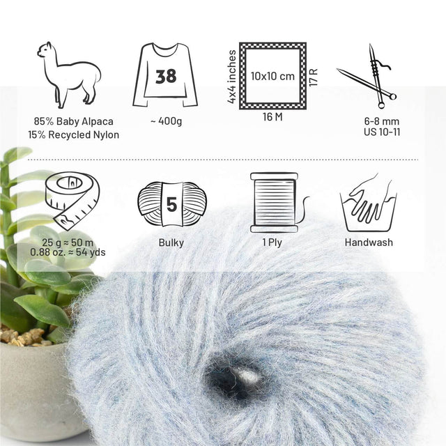 Alpawool® Baby 50 Light HF241 - 6er Set Alpakawolle Gletscher Melange