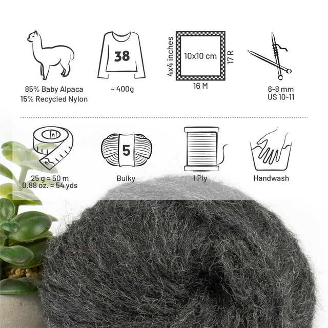 Alpawool® Baby 50 Light NFA14 - 6er Set Alpakawolle Anthrazit