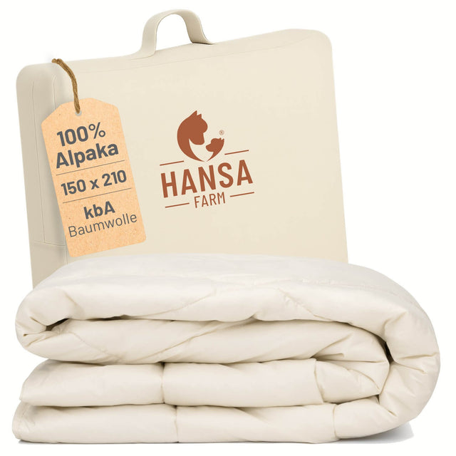 ALPAWOOL® Herbst Winter warme Bio-Bettdecke 150 x 210 cm 1.600 g Premium Alpaka Vers. 2.0
