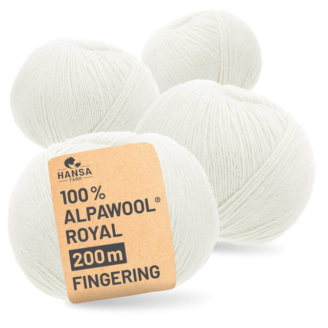 Alpawool® Royal 200 Fingering NFA01 - 4x50g Alpakawolle Natur