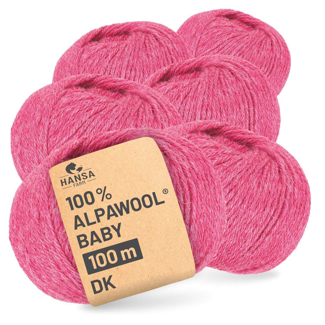 Alpawool® Baby 100 DK HF191 - 6x50g Alpaca Wool Raspberry Cream Melange