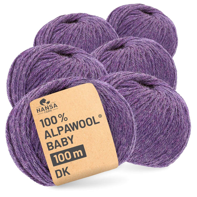 Alpawool® Baby 100 DK HF216 - 6x50g Alpaca Wool Medium Purple Melange