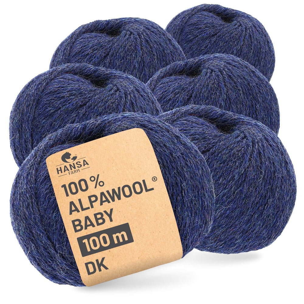 Alpawool® Baby 100 DK HF236 - 6x50g Alpaca Wool Dark Blue Melange