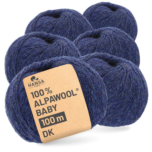 Alpawool® Baby 100 DK HF236 - 6x50g Alpaca Wool Dark Blue Melange