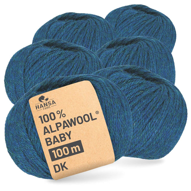 Alpawool® Baby 100 DK HF259 - 6x50g laine d'alpaga Deep Ocean Melange