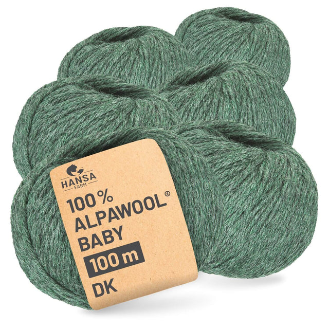 Alpawool® Baby 100 DK HF275 - 6x50g Alpakawolle Smaragd Melange