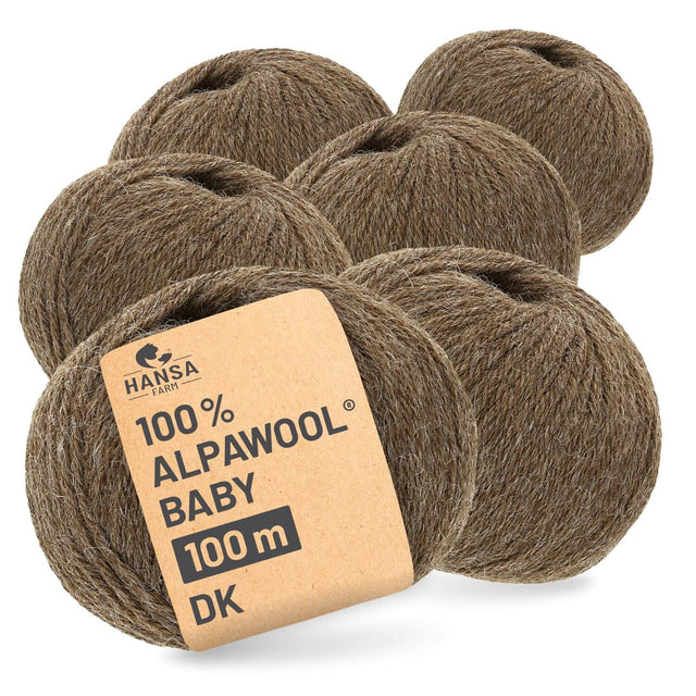 Alpawool® Baby 100 DK NFA06 - 6x50g Alpaca Wool Brown