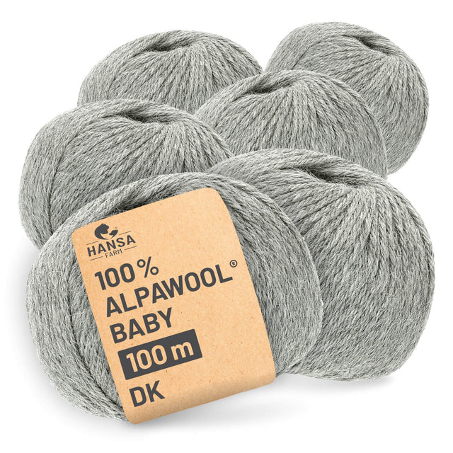 Alpawool® Baby 100 DK NFA10 - 6x50g Alpaca Wool Light Grey