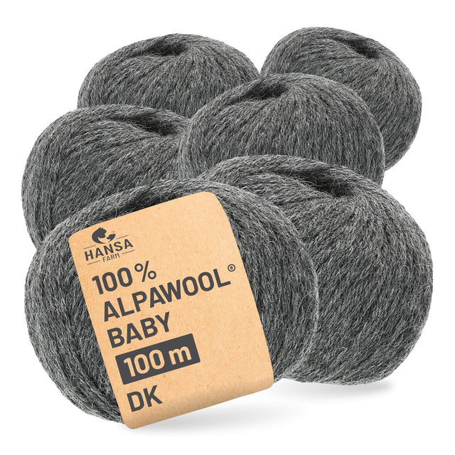 Alpawool® Baby 100 DK NFA12 - 6x50g Alpaca Wool Dark Grey