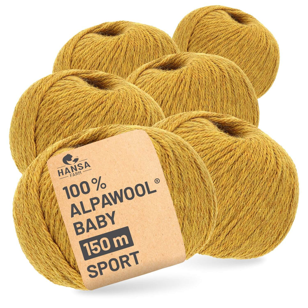 Alpawool® Baby 150 Sport HF114 - 6x50g Alpaca Wool Mustard Yellow Melange