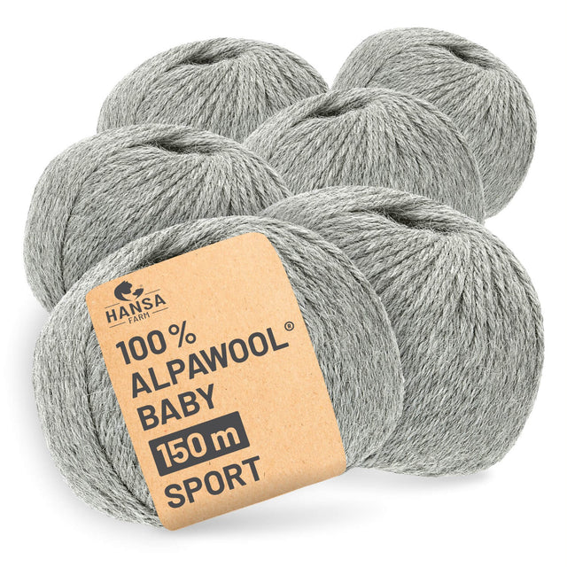 Alpawool® Baby 150 Sport NFA10 - 6x50g Alpakawolle Hellgrau