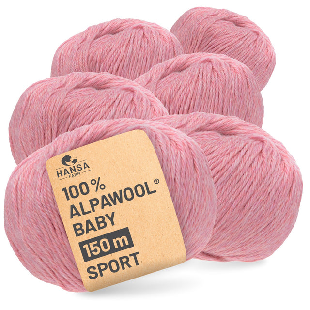 Alpawool® Baby 150 Sport HF161 - 6x50g Alpaca Wool Pearl Pink Melange