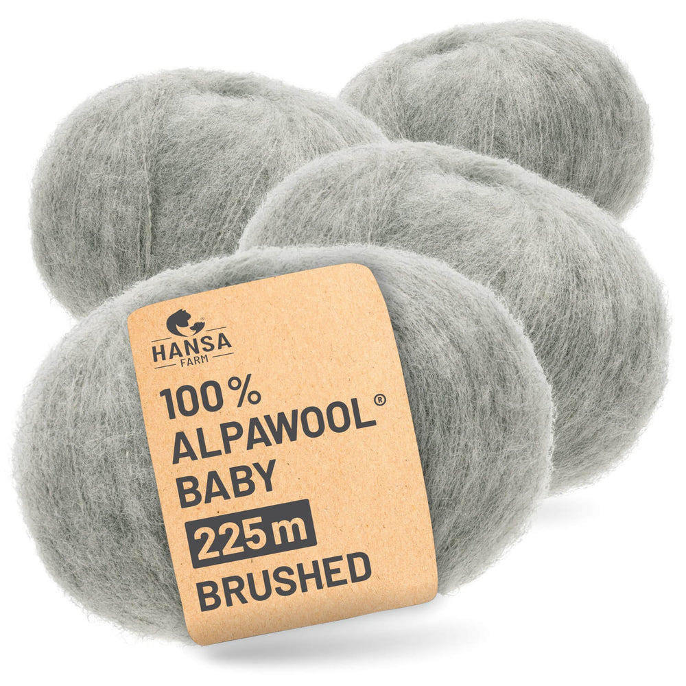 Alpawool® Baby Brushed NFA09 - 4x50g Alpaca Wool Silver Grey