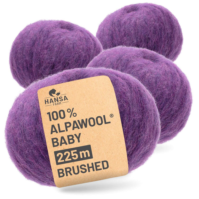 Alpawool® Baby Brushed HF204 - 4x50g Alpakawolle Lila Melange