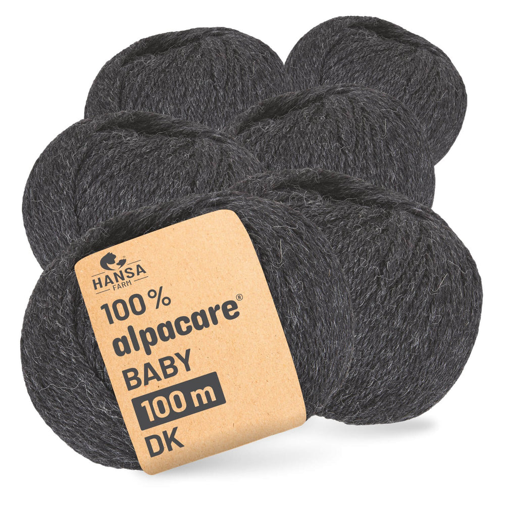 alpacare® Baby 100 DK waschbar NFA14 - 6x50g Alpakawolle Anthrazit