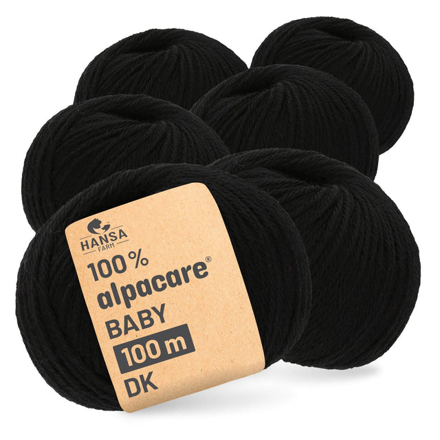 alpacare® Baby 100 DK waschbar NFA15 - 6x50g Alpakawolle Schwarz