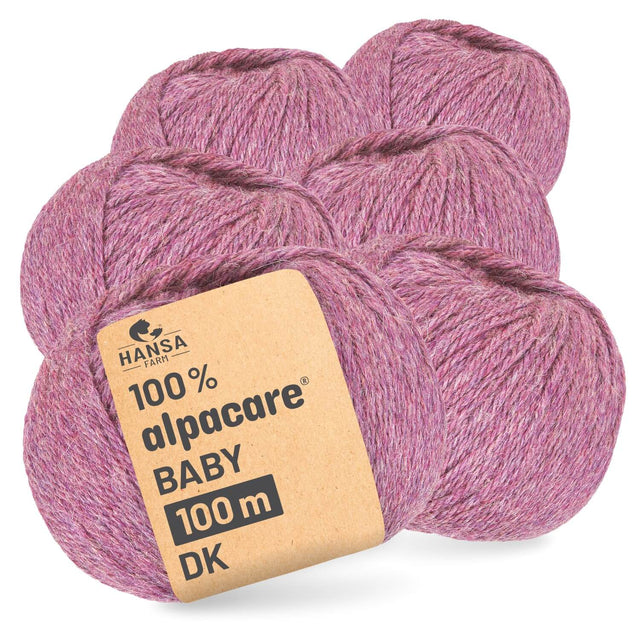 alpacare® Baby 100 DK waschbar HF197 - 6x50g Alpakawolle Beere Melange