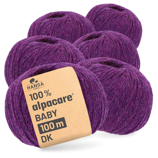 alpacare® Baby 100 DK waschbar HF204 - 6x50g Alpakawolle Lila Melange