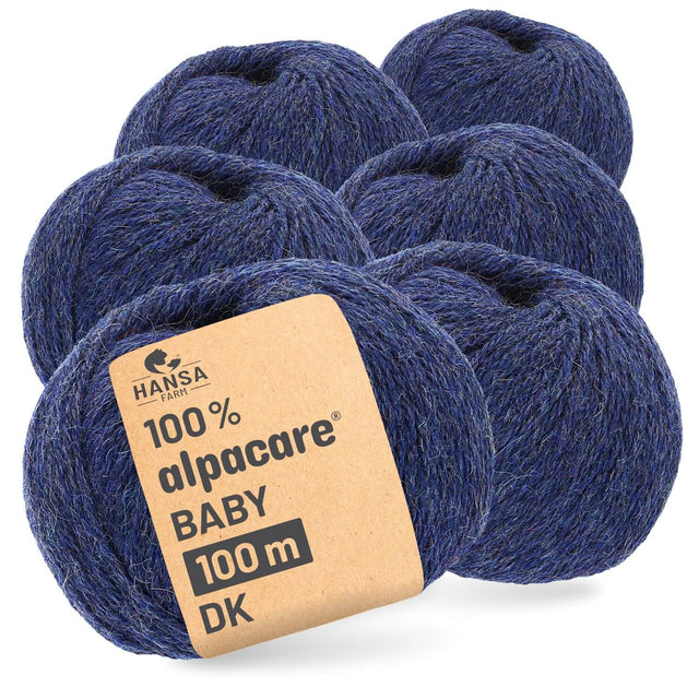 alpacare® Baby 100 DK waschbar HF236 - 6x50g Alpakawolle Dunkelblau Melange