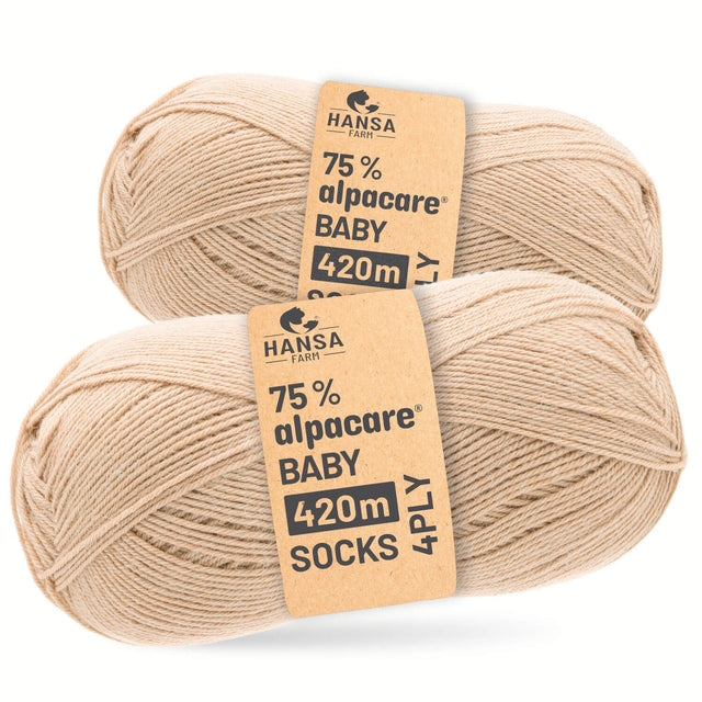 alpacare® Baby Socks waschbar NFA02 - 2x112g Alpakawolle Beige