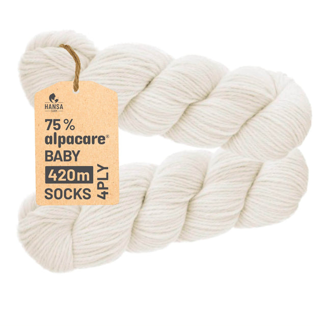 alpacare® Baby Socks waschbar NFA01HK - 2x112g Alpakawolle Natur Zöpfe