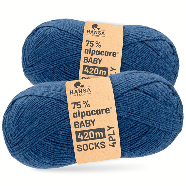 alpacare® Baby Socks waschbar CF245 - 2x112g Alpakawolle Jeansblau