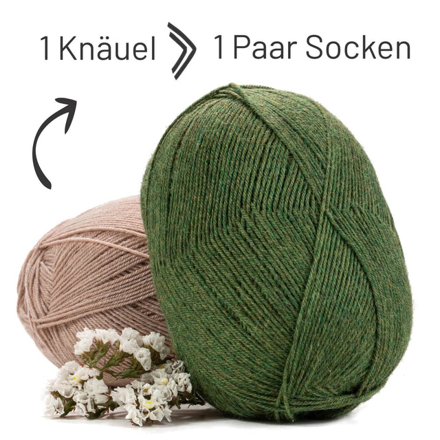 alpacare® Baby Socks waschbar HF285 - 2x112g Alpakawolle Mittelgrün Melange
