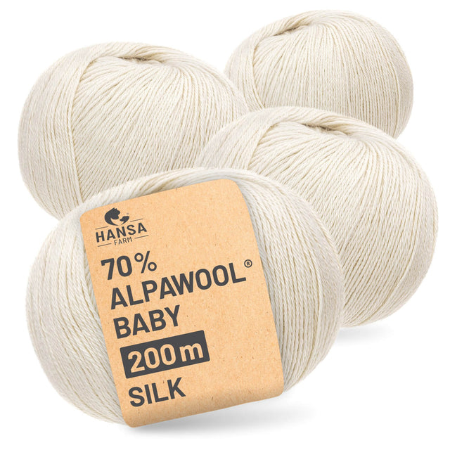 Alpawool® Baby Silk NFA01 - 4x50g laine d'alpaga naturelle