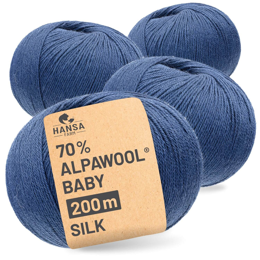 Alpawool® Baby Silk CF245 - 4x50g laine d'alpaga bleu denim