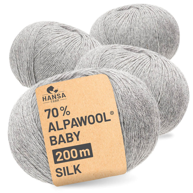 Alpawool® Baby Silk NFA09 - 4x50g Alpakawolle Silbergrau
