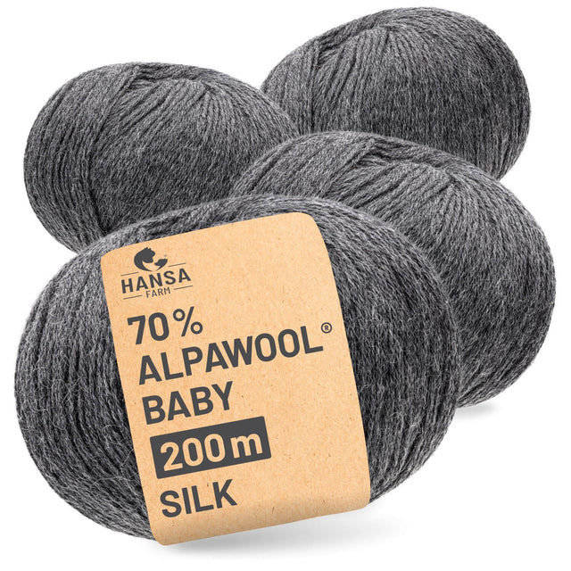 Alpawool® Baby Silk NFA12 - 4x50g Alpakawolle Dunkelgrau
