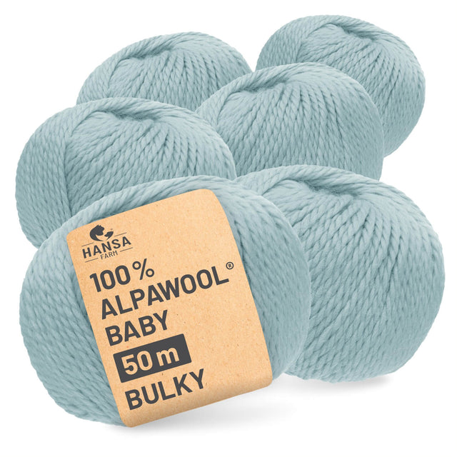 Alpawool® Baby 50 Bulky CF243 - 6x50g Alpaca Wool Ice Blue