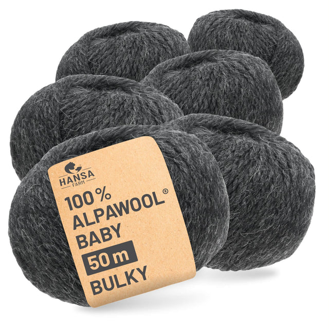 Alpawool® Baby 50 Bulky NFA14 - 6x50g Alpaca Wool Anthracite
