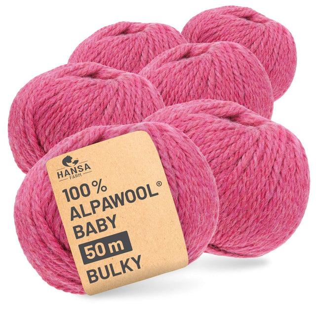 Alpawool® Baby 50 Bulky HF191 - 6x50g Alpaca Wool Raspberry Cream Melange