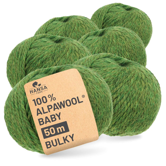 Alpawool® Baby 50 Bulky HF285 - 6x50g Alpaca Wool Medium Green Melange