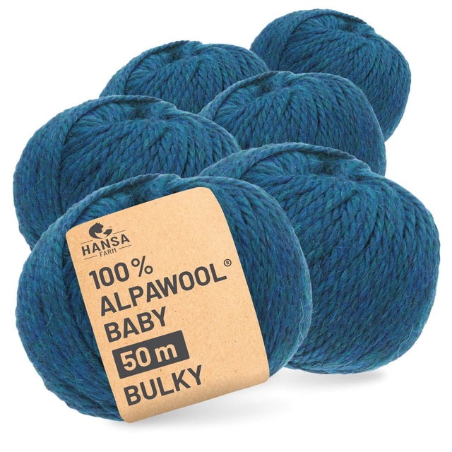 Alpawool® Baby 50 Bulky HF259 - 6x50g Alpaca Wool Deep Ocean Melange