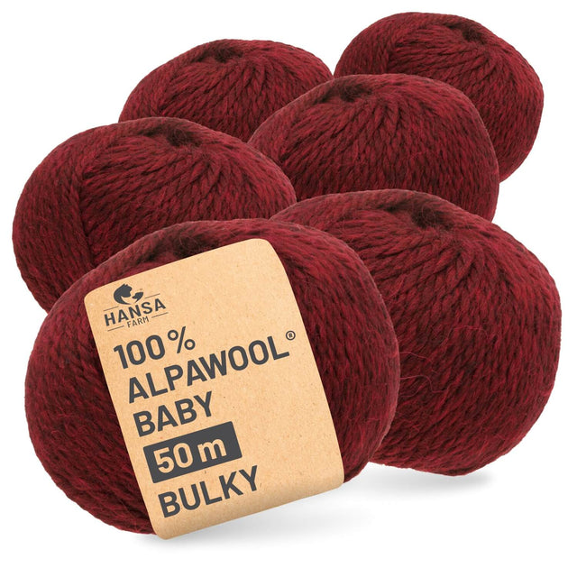 Alpawool® Baby 50 Bulky HF179 - 6x50g Alpaca Wool Wine Red Melange