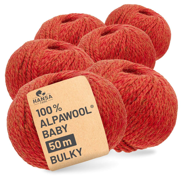 Alpawool® Baby 50 Bulky HF149 - 6x50g Alpaca Wool Orange Melange