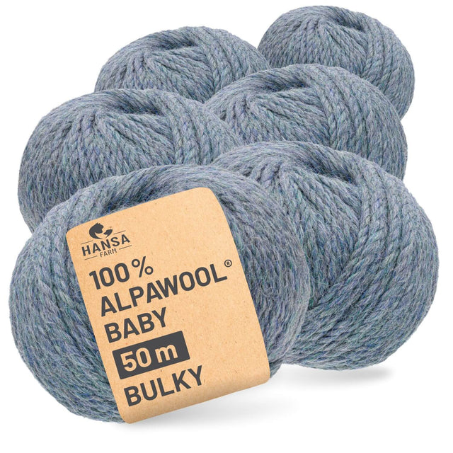 Alpawool® Baby 50 Bulky HF243 - 6x50g Alpaca Wool Grey-Green Melange