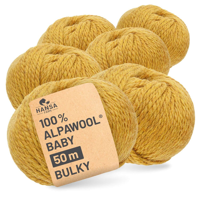 Alpawool® Baby 50 Bulky HF114 - 6x50g Alpaca Wool Mustard Yellow Melange