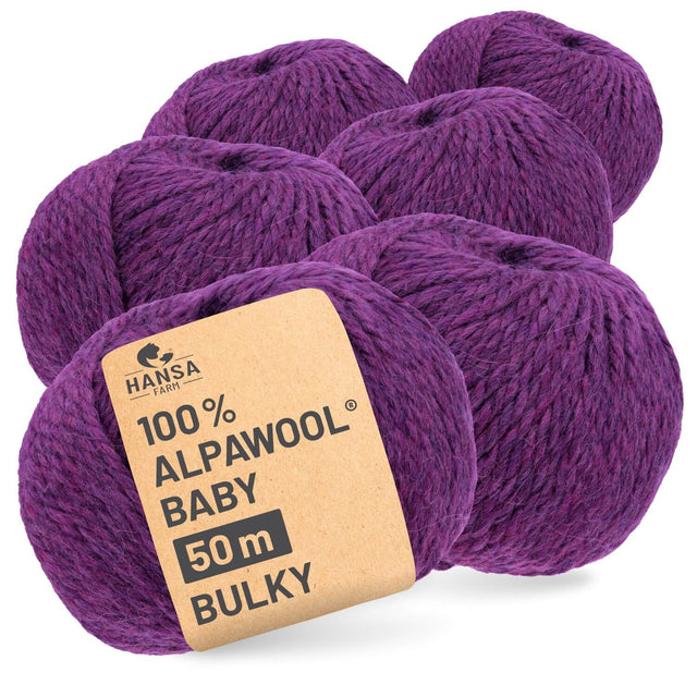 Alpawool® Baby 50 Bulky HF204 - 6x50g Alpaca Wool Purple Melange