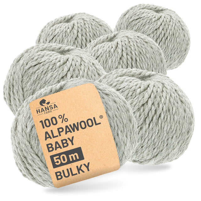 Alpawool® Baby 50 Bulky NFA09 - 6x50g Alpaca Wool Silver Grey