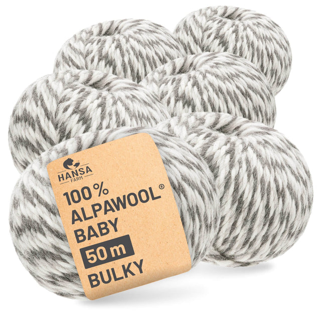 Alpawool® Baby 50 Bulky NFX010 - 6x50g Alpaca Wool Snow Leopard