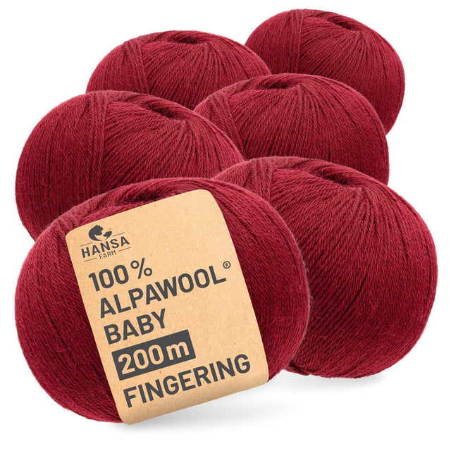 Alpawool® Baby 200 Fingering CF179 - 6x50g Alpakawolle Weinrot