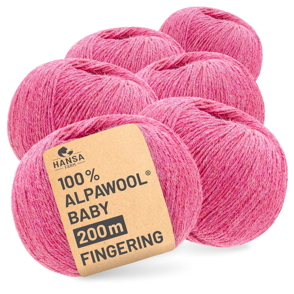 Alpawool® Baby 200 Fingering HF191 - 6x50g Alpaca Wool Raspberry Cream Melange