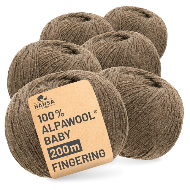 Alpawool® Baby 200 Fingering NFA06 - 6x50g Alpakawolle Braun