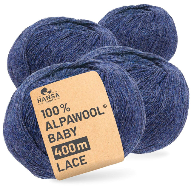 Alpawool® Baby 400 Lace HF236 - 4x50g Alpaca Wool Dark Blue Melange