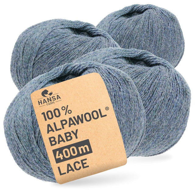 Alpawool® Baby 400 Lace HF243 - 4x50g Alpaca Wool Grey-Green Melange